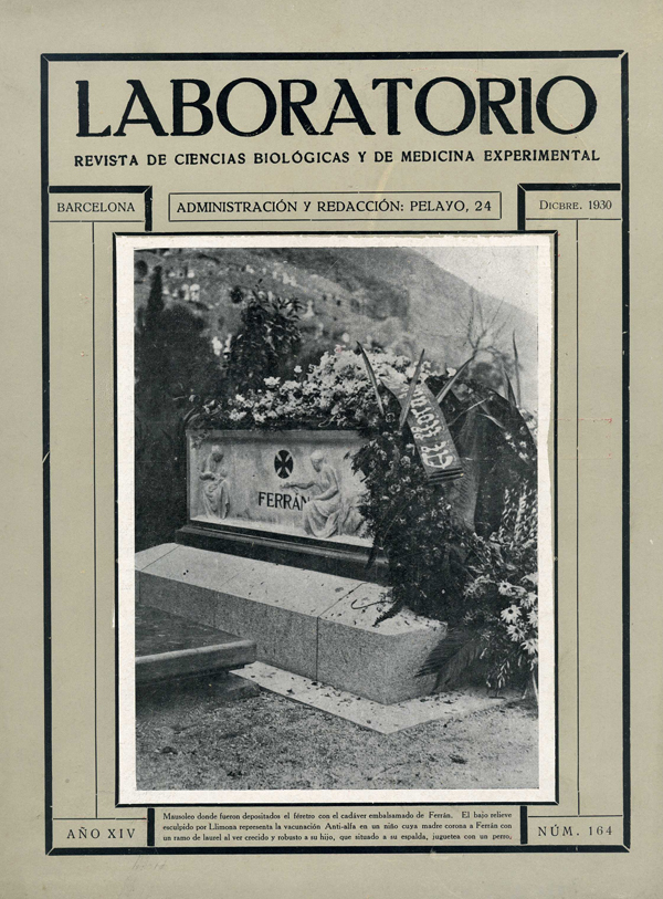 Coberta de la revista Laboratorio número 164 de 1930 se li va dedicar a Ferran. 